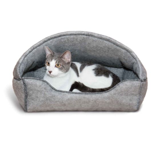 Picture of K&H Pet Products Amazin' Kitty Lounger Hooded Bed Gray 13" x 17" x 11"