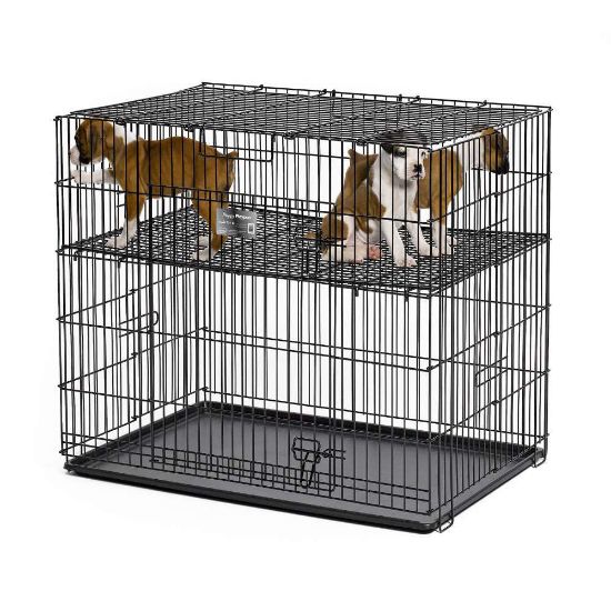 Picture of Midwest Puppy Playpen with Plastic Pan and 1" Floor Grid Black 24" x 36" x 30"