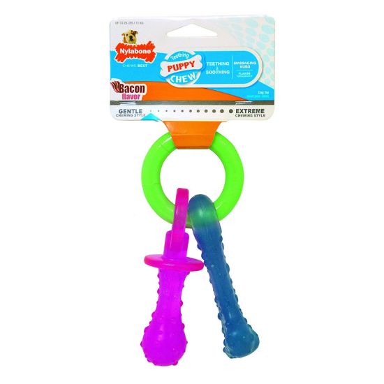 Picture of Nylabone Puppy Chew Teething Pacifier Extra Small 4" x 2.75" x 2"