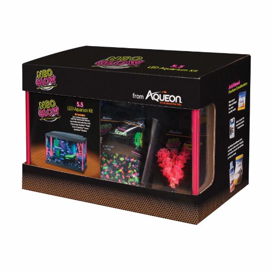 Picture of Aqueon NeoGlow LED Aquarium Kit 5.5 Gallon Pink 16.5" x 8.75" x 10.5"